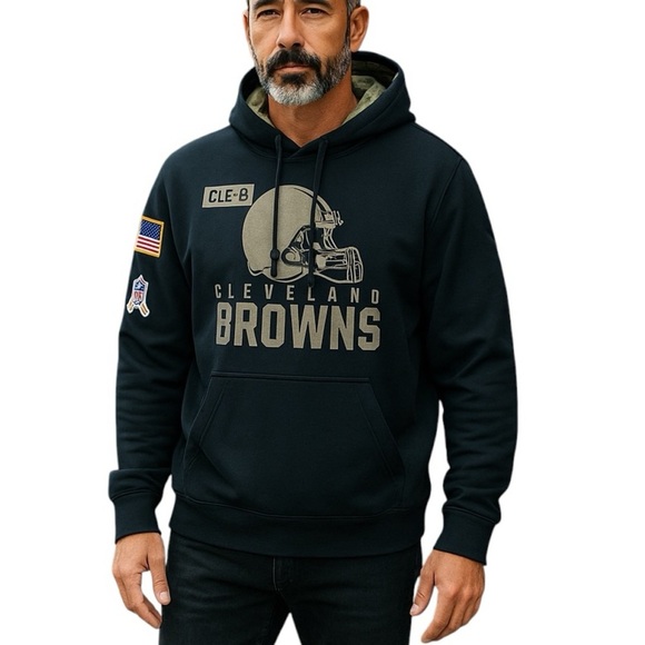 NFL NIKE CLEVELAND BROWNS THERMA HOODIE Salute To Service Size XL Black … - Picture 1 of 16